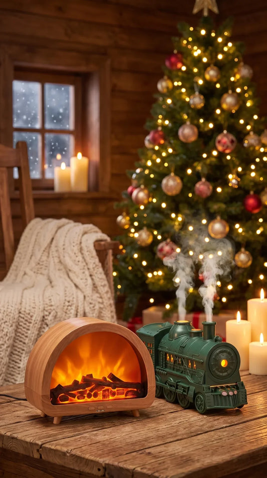 The Hearth and The Express together in a cozy cabin at Christmas